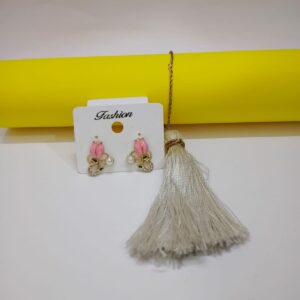 Pink Rose Floral Pearl Stud Earrings – Elegant Fashion Jewelry