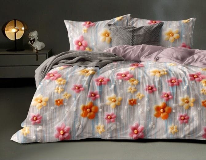 Soukfy Fashion 300 TC Premium Glace Cotton King Size Bedsheet with 2 Pillow Covers – 7D Floral Print (Red & Pink Floral)