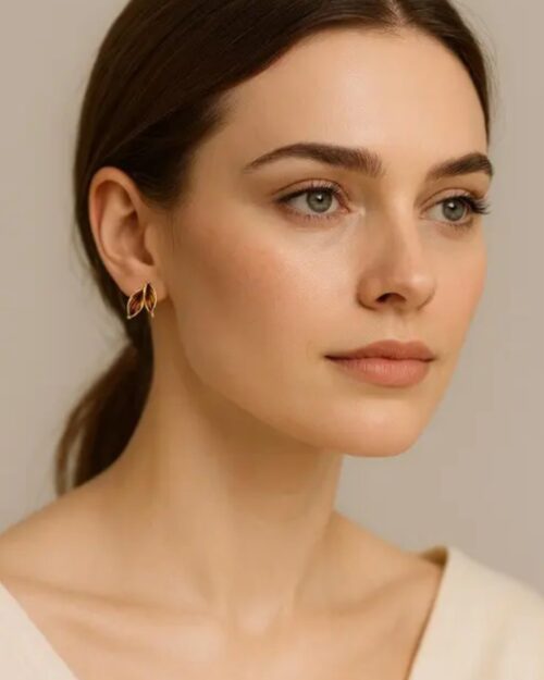 Home Korean Style Amber Leaf Drop Earrings – Gold Tone