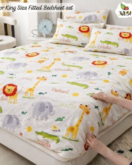 Fitted Bedsheet Set with Elastic - Ivory White
