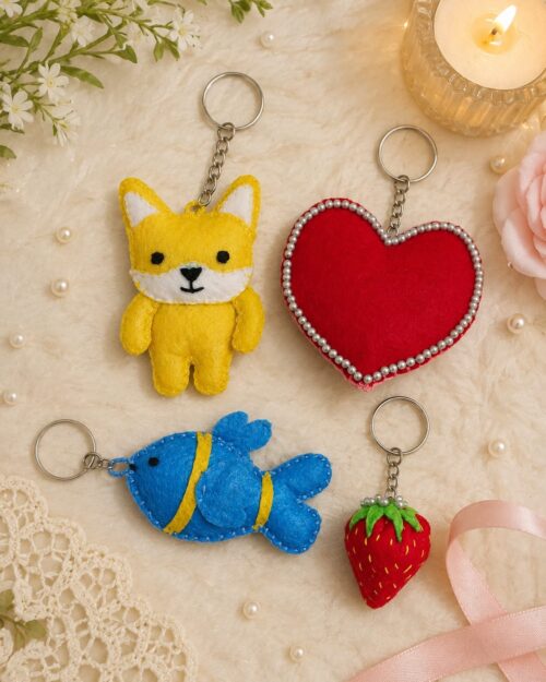 Handmade Keychain Set of 4 – Cute & Trendy Keyrings