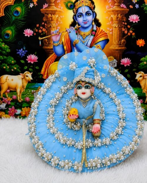 Handmade Krishna Dress with Matching Pagdi – Laddu Gopal Dress- Sky Blue