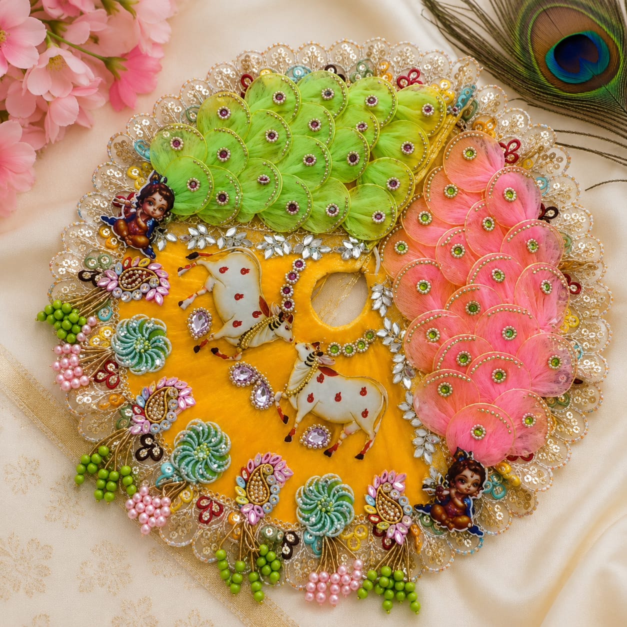 Handmade Laddu Gopal Poshak Cow-Themed