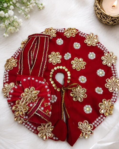 Premium Red Zardozi Laddu Gopal Poshak