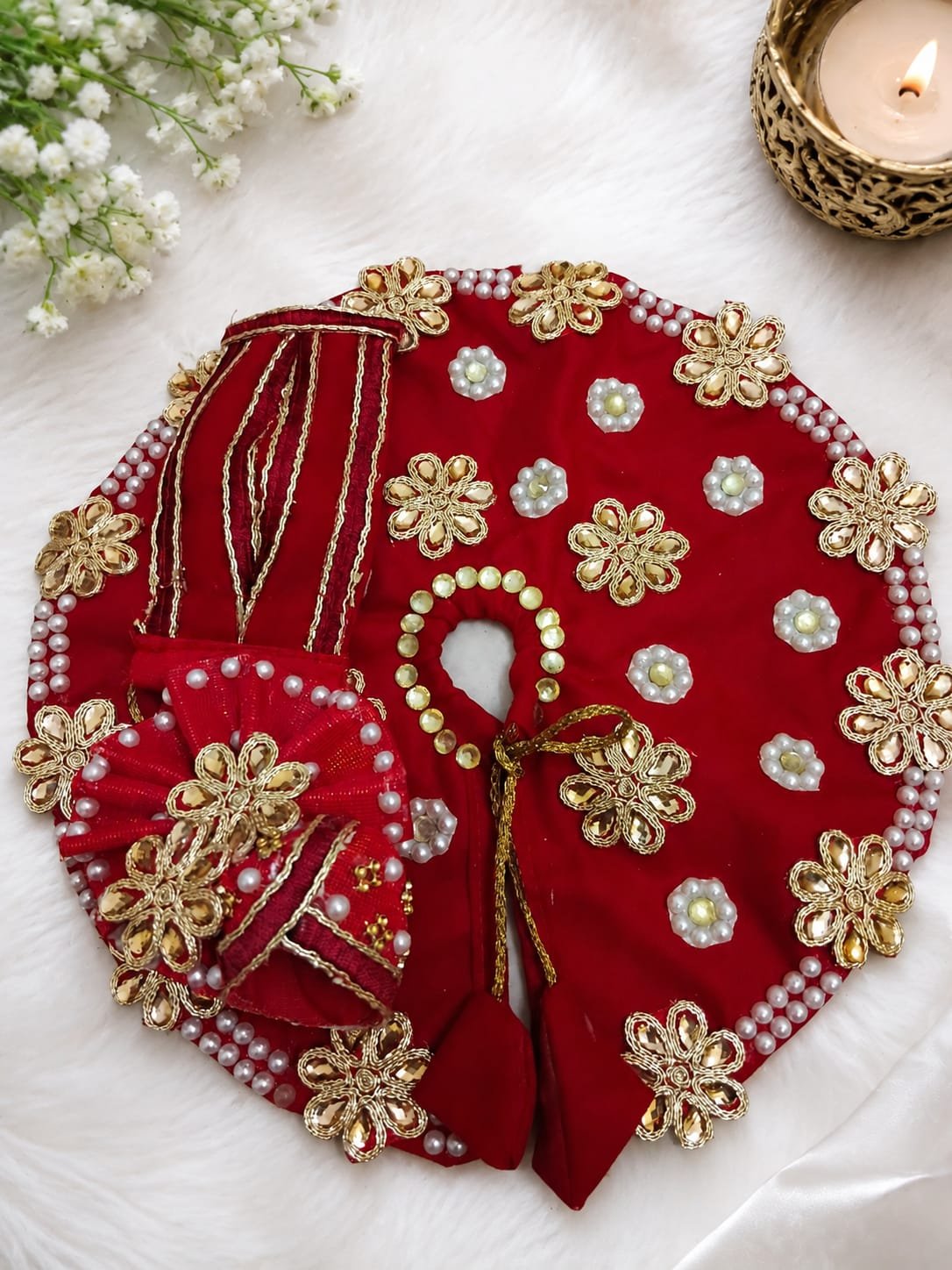 Premium Red Zardozi Laddu Gopal Poshak