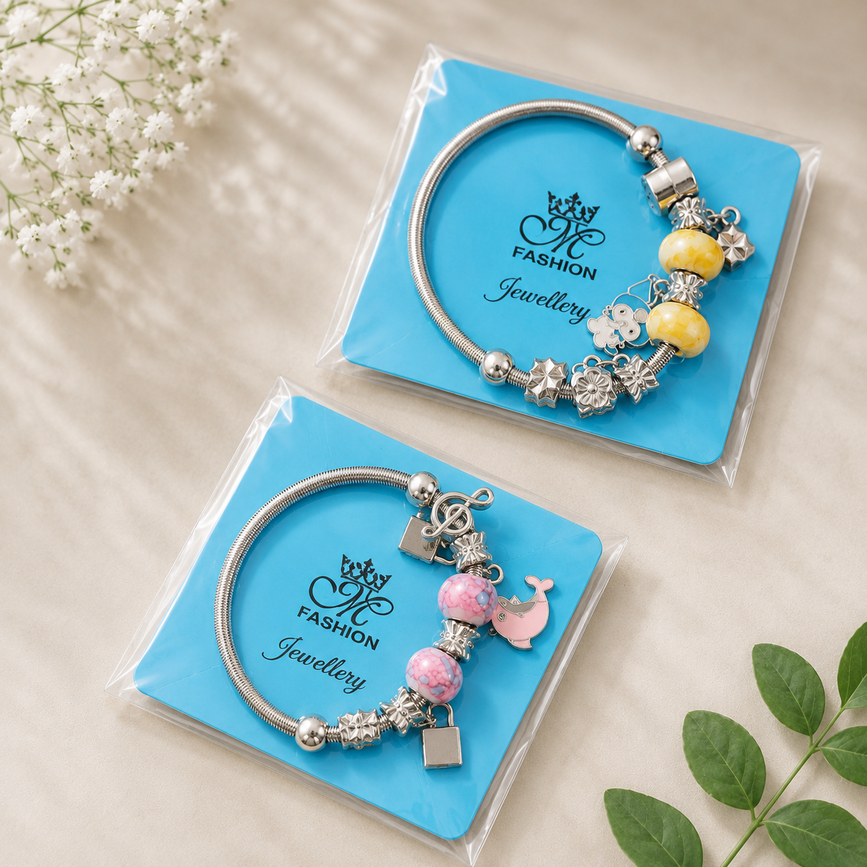 Women’s Silver-Toned Charm Bracelet Set